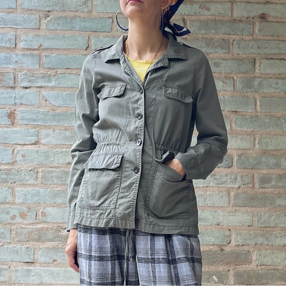 Maurices Anorak Jacket Olive Army Green Military Drawstring Light Shacket